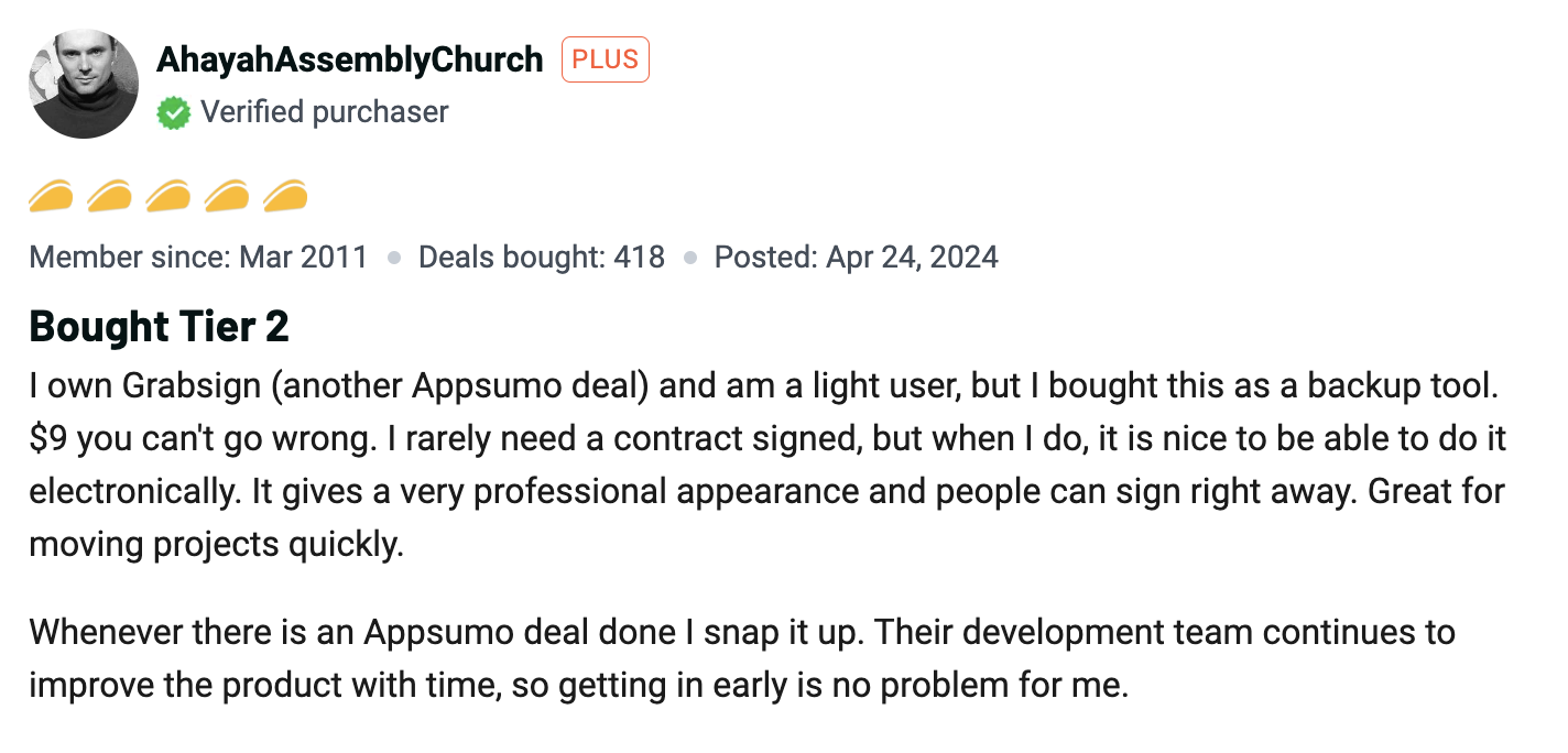 AppSumo user review